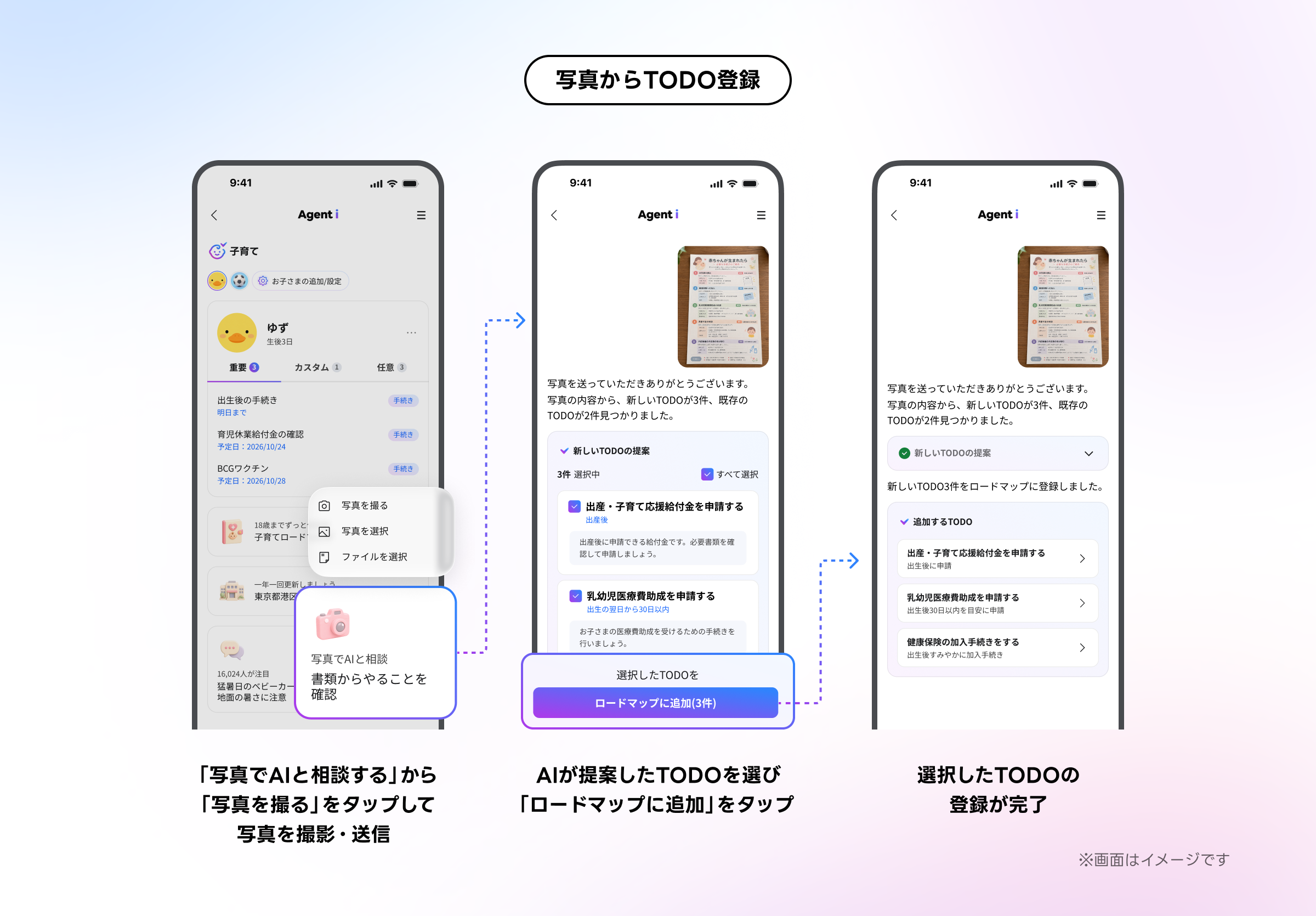 (画像)母子手帳などの資料を撮影してTODOを作成