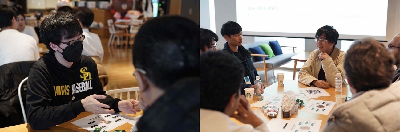 若手社員と学生の交流の様子