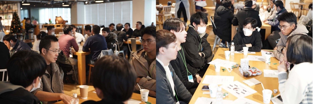 若手社員と学生の交流の様子