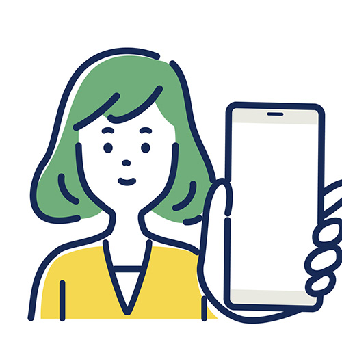 女性のシンプルなイラストです。緑色の髪と黄色の服を着ており、柔らかな表情で描かれています。