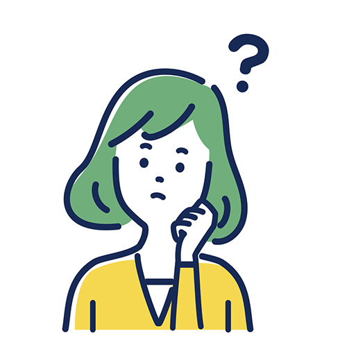 女性のシンプルなイラストです。緑色の髪と黄色の服を着ており、柔らかな表情で描かれています。