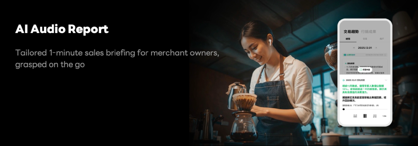 AI Audio Reportの サービス画面。