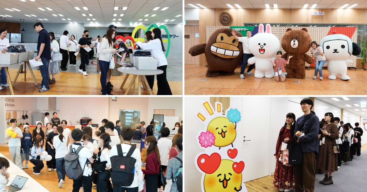 一般ゲストがえもじの子（仮）、キャラクター・VOOMクリエイターとの交流を楽しんでいる様子の写真