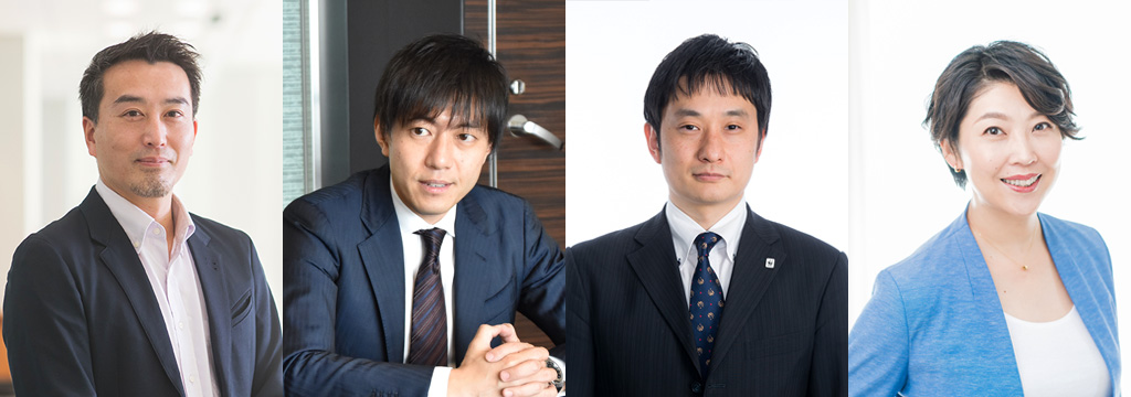 左から小南晃雅（Zホールディングス GCFO ESG推進室 / ヤフーSR推進統括本部CSR推進室CSRリーダー）、夫馬賢治氏（株式会社ニューラルCEO）、山岸尚之氏（WWFジャパン気候エネルギー・海洋水産室長）、小和田有花（アスクルコーポレート本部 コーポレートコミュニケーション統括部長）